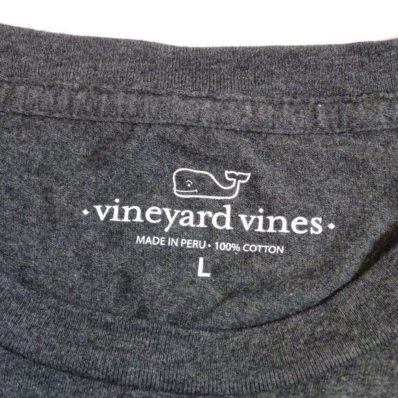 Vineyard Vines Men Long Sleeve Graphic T-Shirt Gray Football Whale Logo Size L - Picture 5 of 9